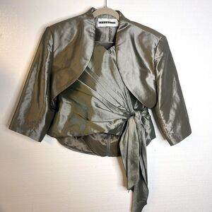 Ensembles Vintage Green 2 PC Jacket Set Strapless Blouse Bolero size 12